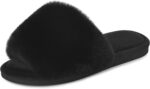 Women's Faux Fur Slippers – Fluffy Open-Toe Memory Foam Slides with Anti-Slip Sole, Indoor & Outdoor House Shoes