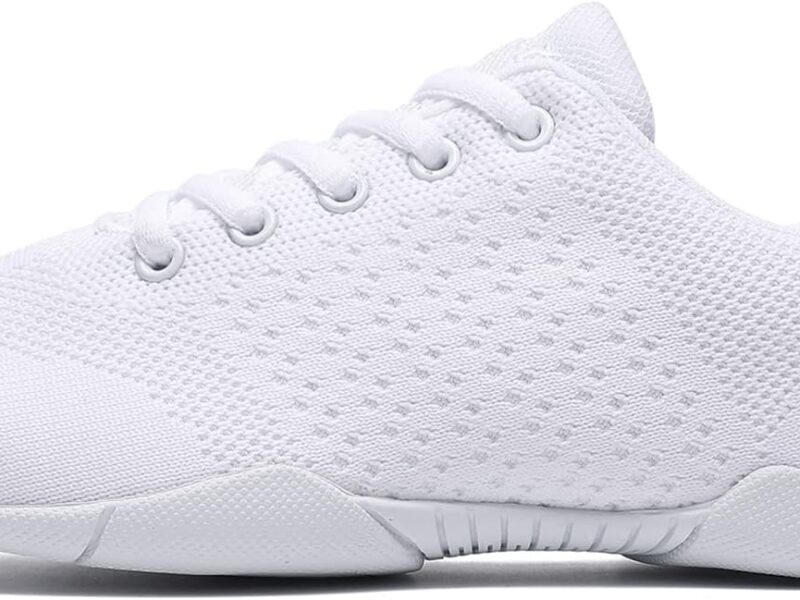 Youth Cheer Shoes Girls White Cheerleading Shoes Dance Athletic Training Breathable Fabric Dancing Lightweight Competition Comfortable Sport Kids Girls Cheer Sneakers
