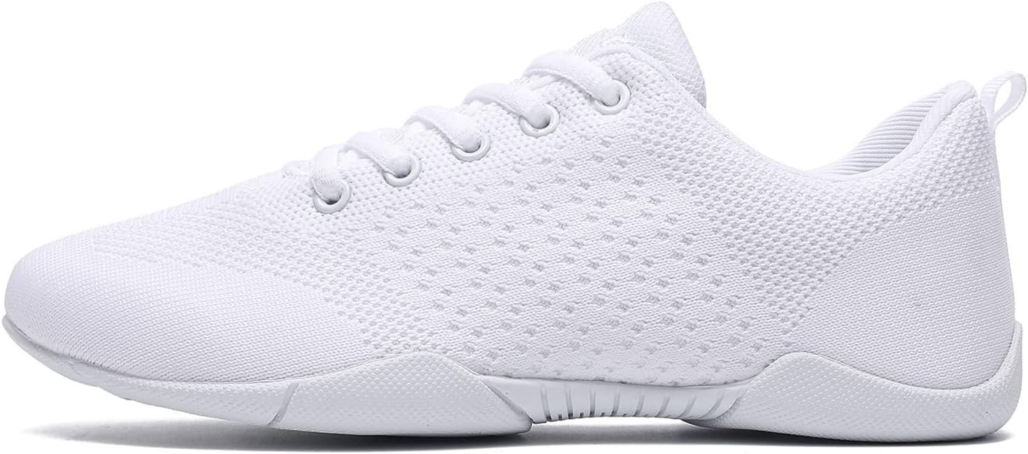 Youth Cheer Shoes Girls White Cheerleading Shoes Dance Athletic Training Breathable Fabric Dancing Lightweight Competition Comfortable Sport Kids Girls Cheer Sneakers