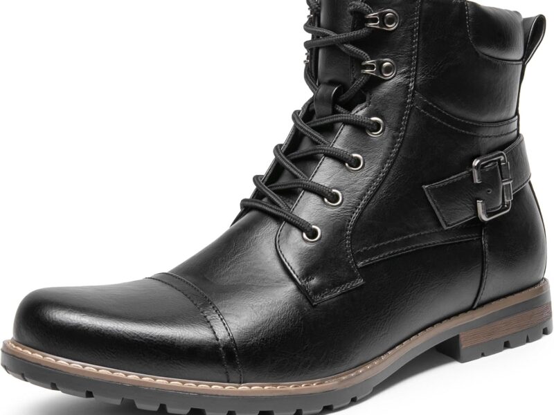 Men Motorcycle Combat Boots Zipper Biker Boot