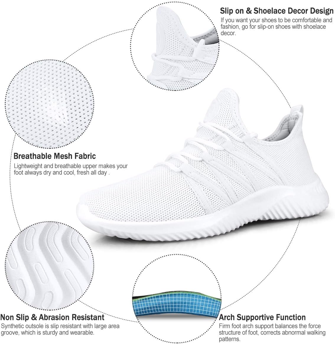 Slip On Running Shoes Non Slip Walking Shoes Lightweight Gym Workout Shoes Breathable Fashion Sneakers - Image 2