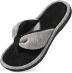 Women's Memory Foam Spa Thong Flip Flops Cozy Indoor Slippers, Ladies Summer Lightweight Open Toe House Sandals
