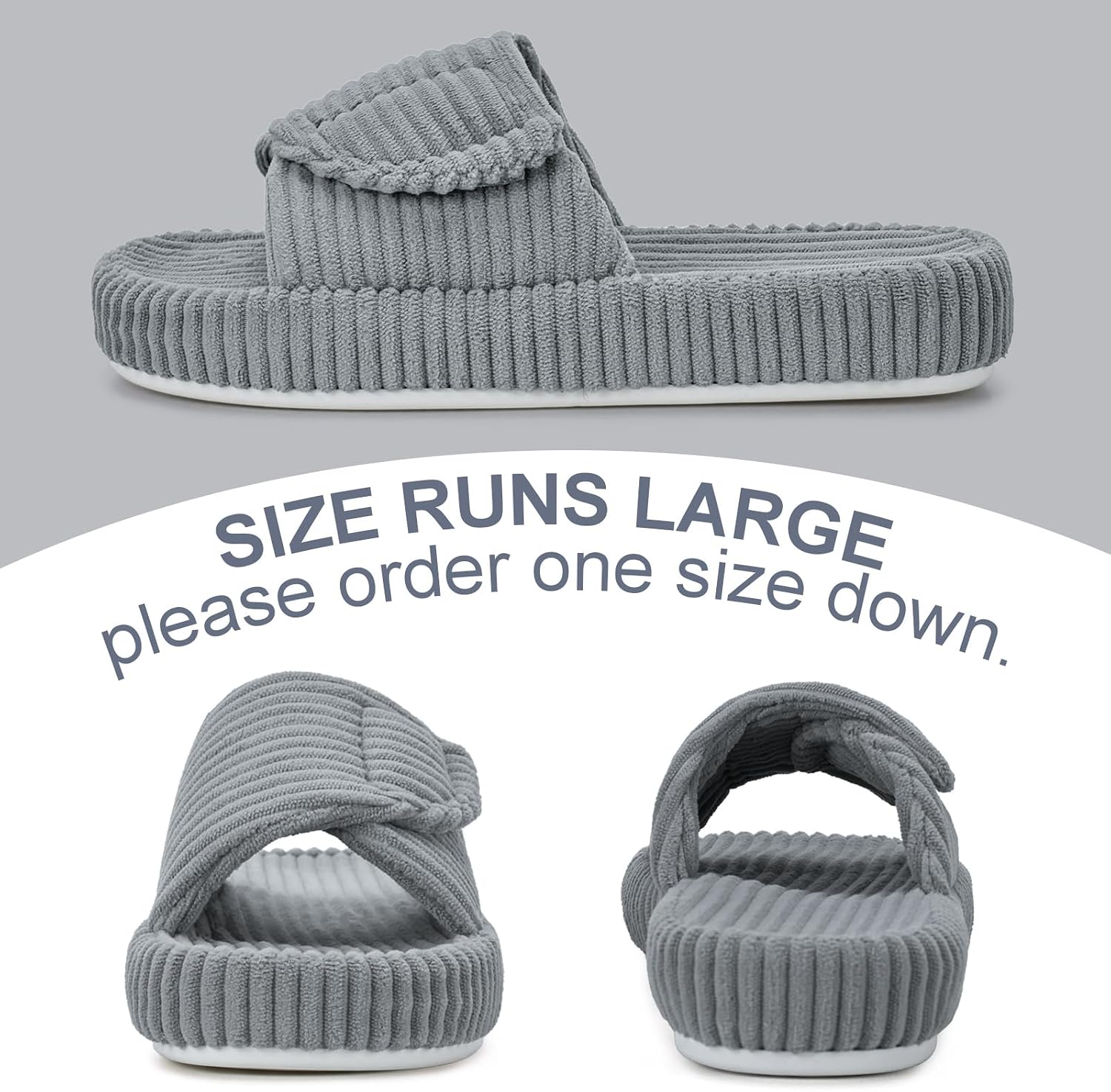 Women's Orthopedic Arch Support Slippers House Slippers for Women Adjustable Memory Foam Open Toe Indoor Bedroom Shoes Slide - Image 2