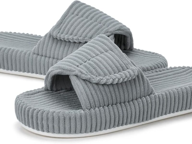 Women's Orthopedic Arch Support Slippers House Slippers for Women Adjustable Memory Foam Open Toe Indoor Bedroom Shoes Slide