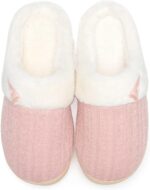 Women's Slip on Fuzzy Slippers Memory Foam House Slippers Outdoor Indoor Warm Plush Bedroom Shoes Scuff with Faux Fur Lining