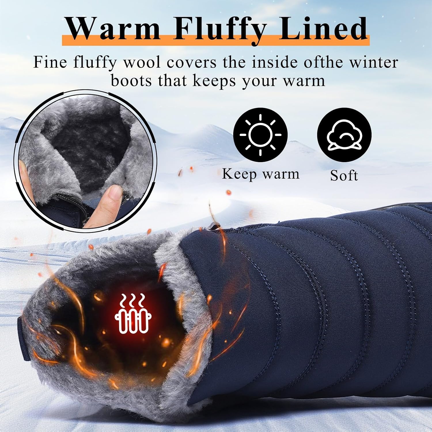 Mens Womens Winter Snow Boots Wide Toe Box Barefoot boot Fur Lined Minimalist Zero Drop Sole Walking Shoes - Image 2