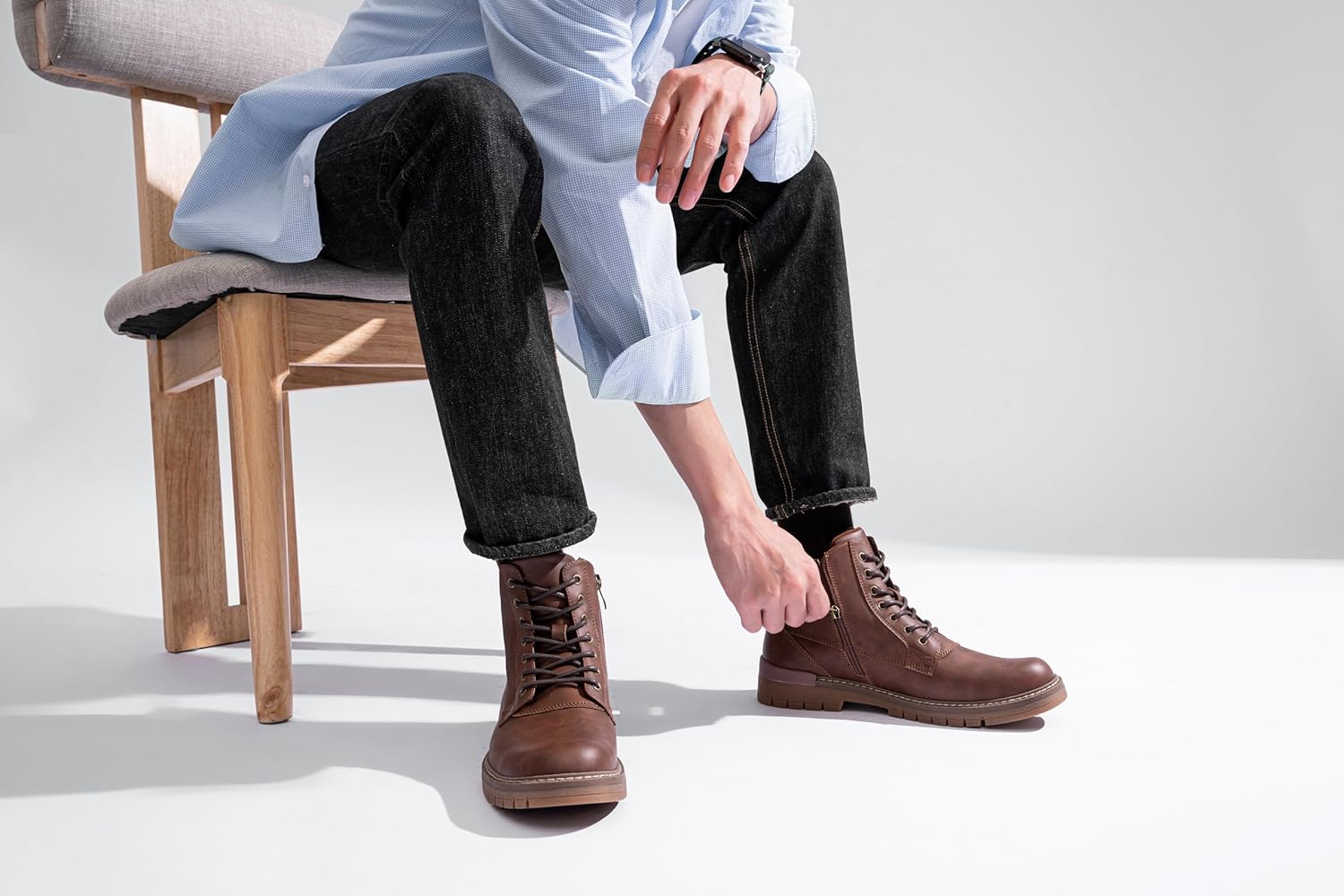 Mens Boots Fashion Casual Boot Hiking Zipper Boots for Men - Image 2