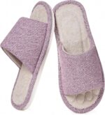 Womens Open Toe House Slippers Breathable Slip-on Indoor Slippers with Memory Foam Soft Machine Washable Bedroom Home Shoes